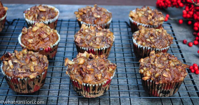 Healthy Apple Walnut Carrot Muffins